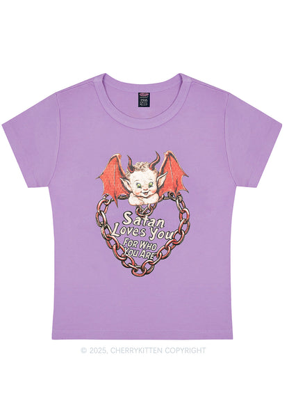 Satan Loves You Y2K Baby Tee Cherrykitten