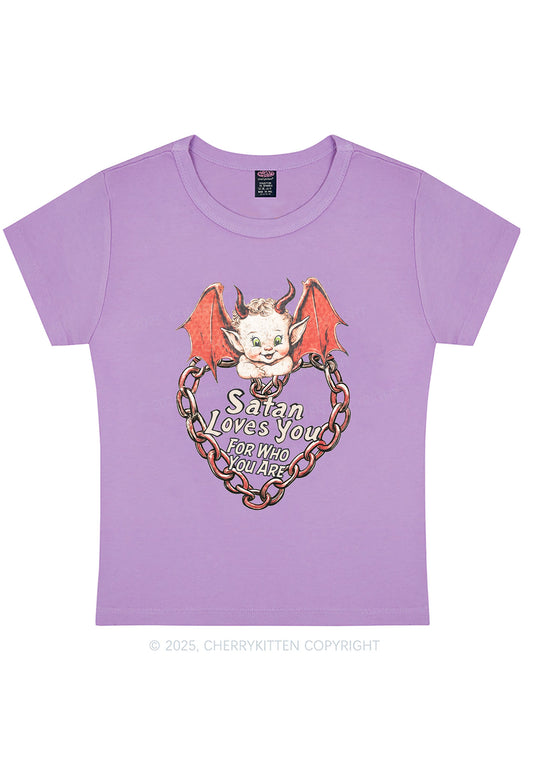 Satan Loves You Y2K Baby Tee Cherrykitten
