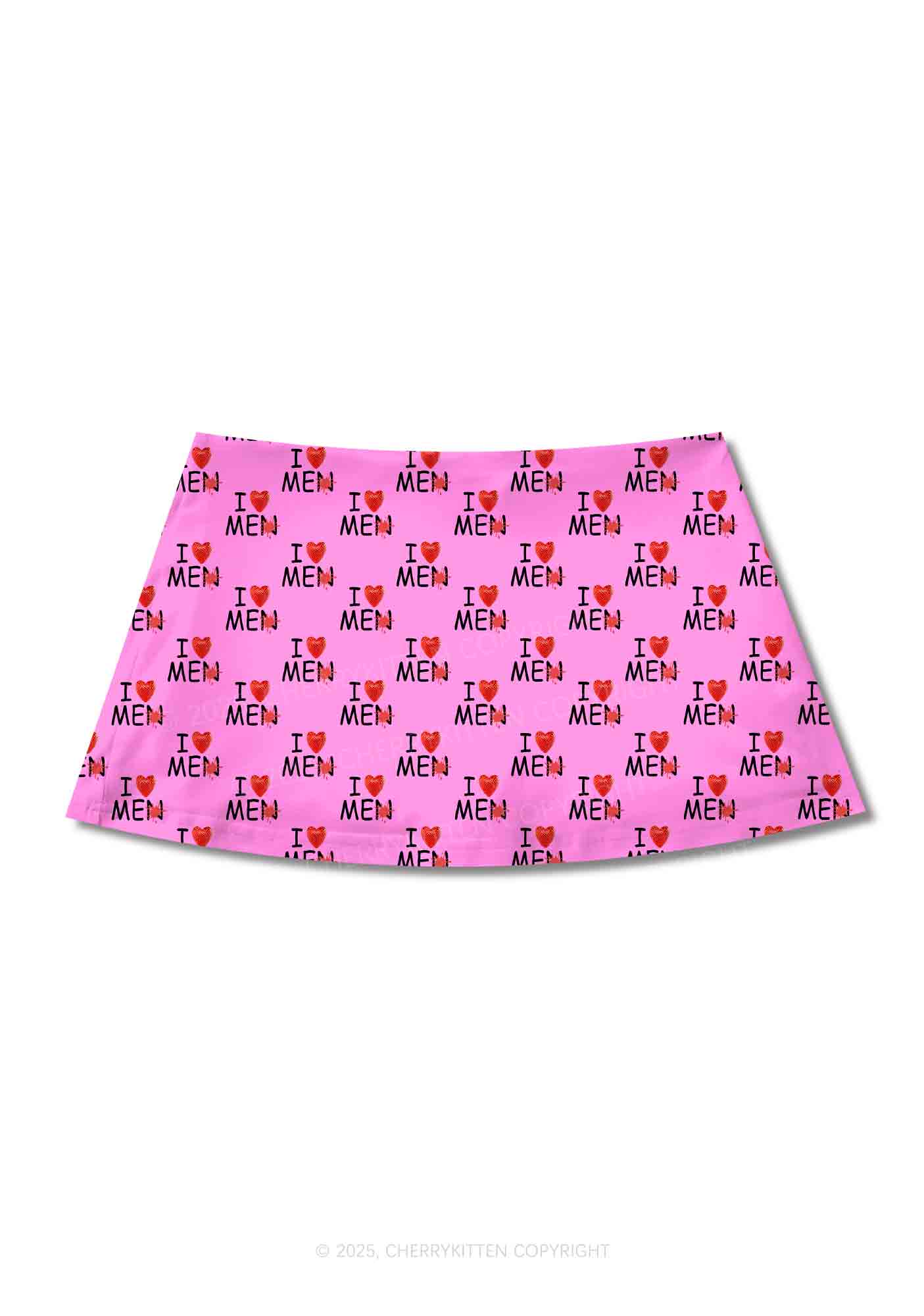Love Me Not Men Pink Valentine's Day Y2K Print Mini Skirt Cherrykitten