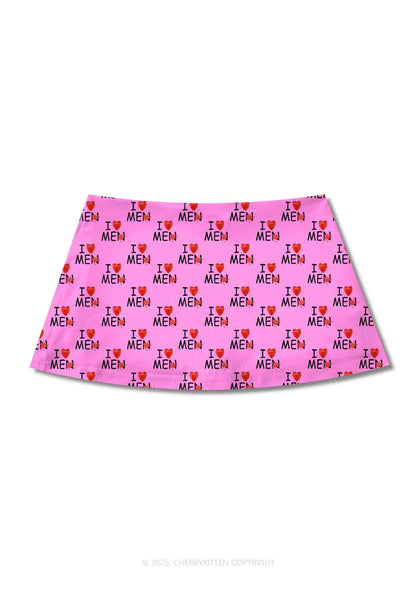 Love Me Not Men Pink Valentine's Day Y2K Print Mini Skirt Cherrykitten