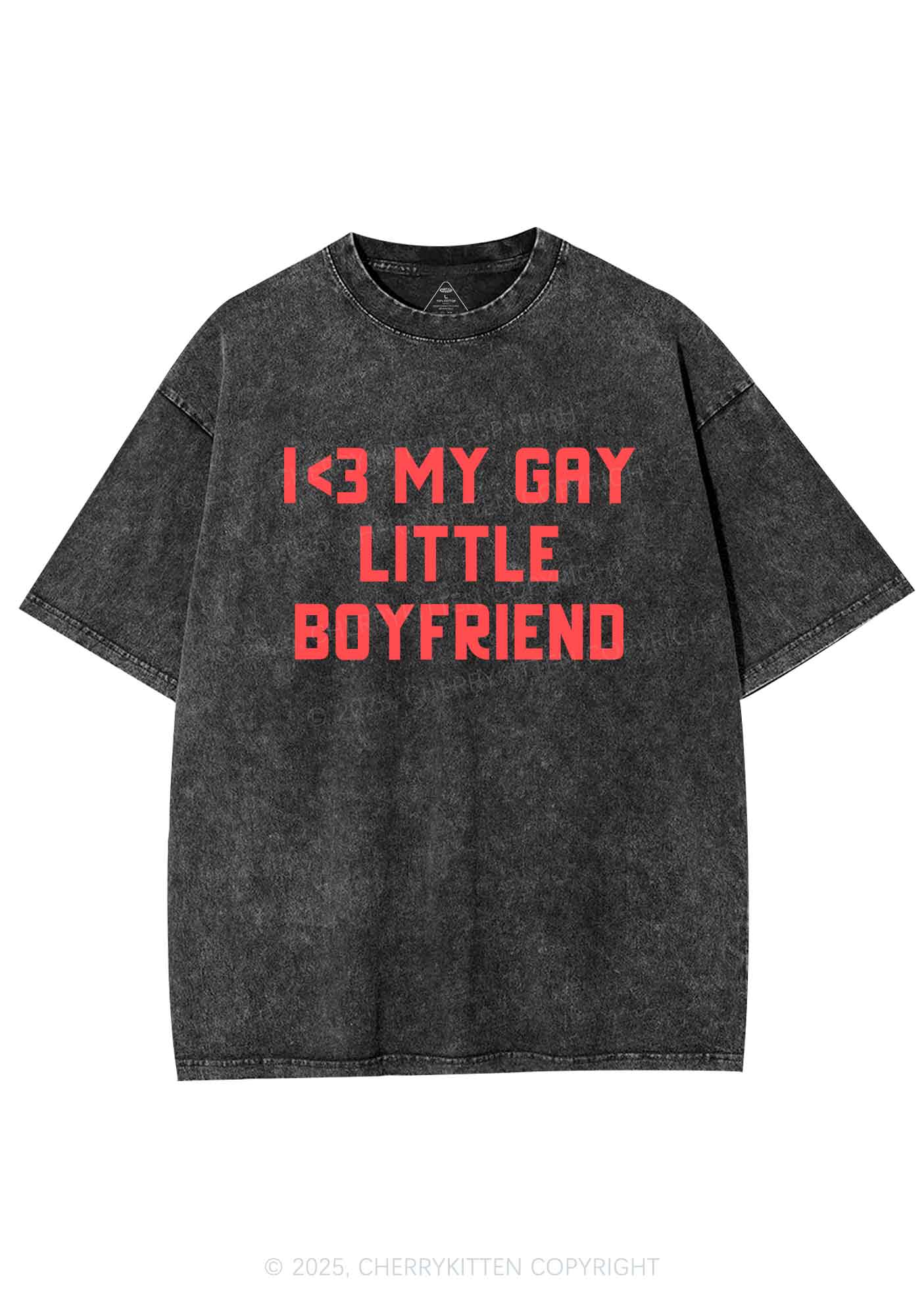 Love My Gay BF Pride Y2K Shirts Washed Tee Cherrykitten