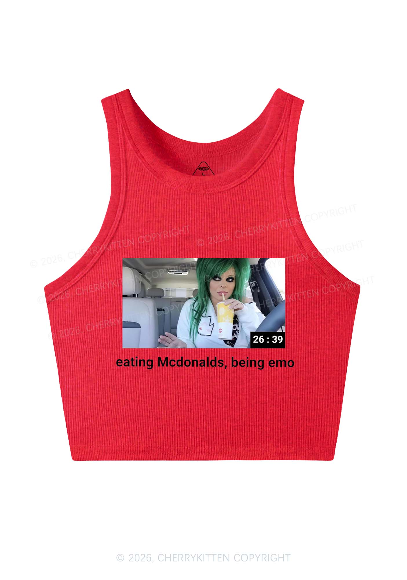 Eating Being Emo Y2K Crop Tank Top Cherrykitten