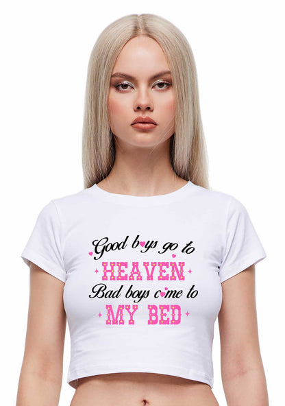Bad Boys Come To My Bed Y2K Baby Tee Cherrykitten