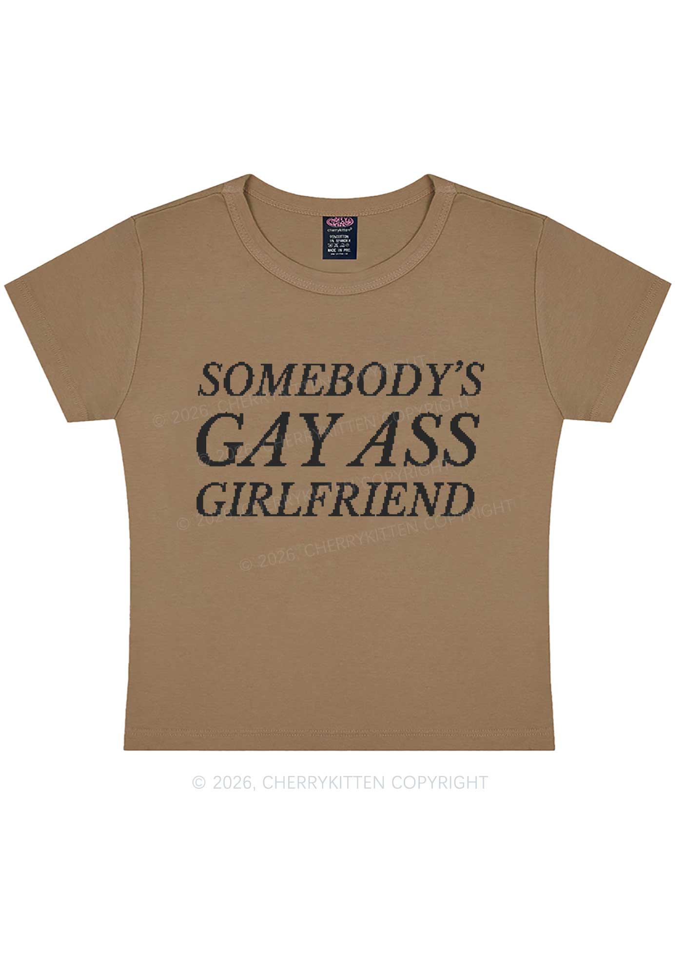 Somebodys Gay Axx Girlfriend Pride Y2K Baby Tee Cherrykitten