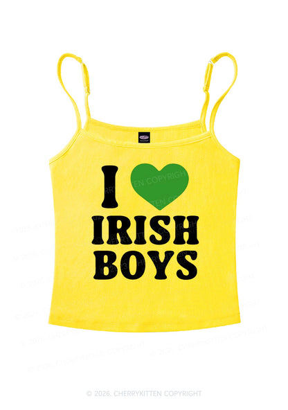 I Love Irish Boys St Patricks Y2K Spaghetti Strap Cami Cherrykitten