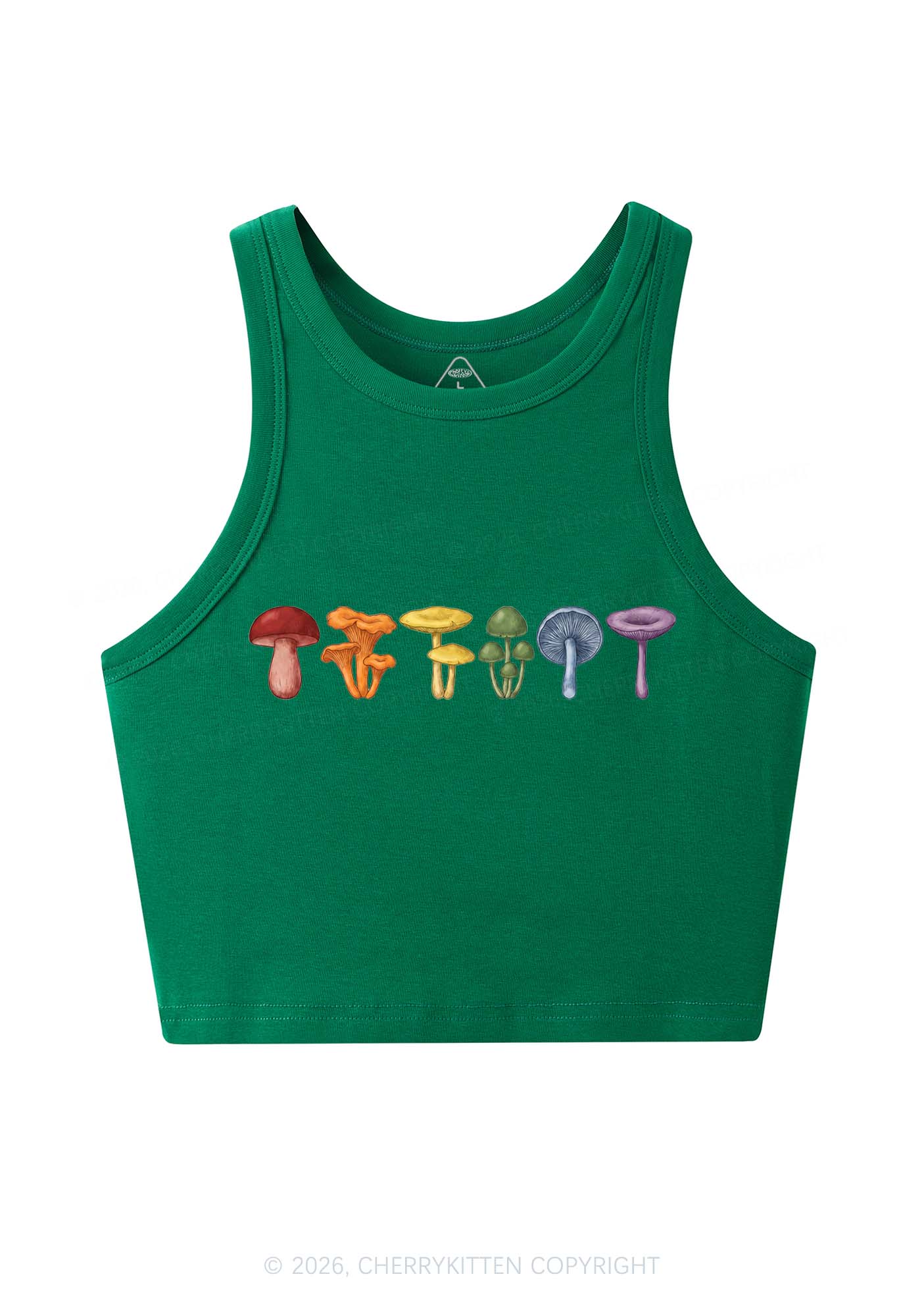 Rainbow Mushroom Pride Y2K Crop Tank Top Cherrykitten