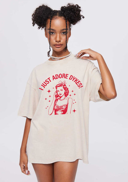 I Just Adore Dykes Y2K Shirts Washed Tee Cherrykitten