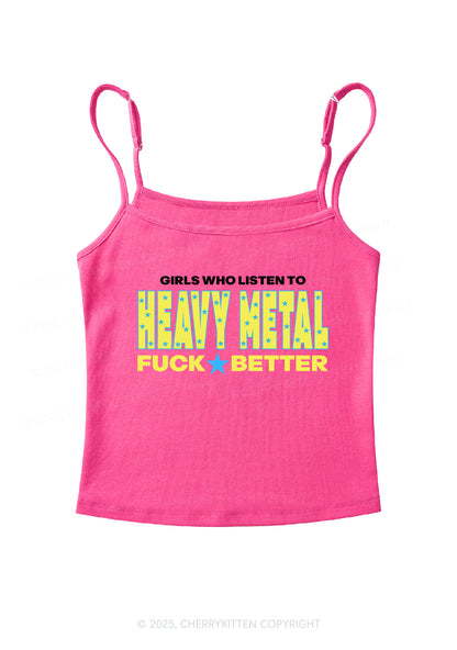 Girls Listen Heavy Metal Y2K Spaghetti Strap Cami Cherrykitten