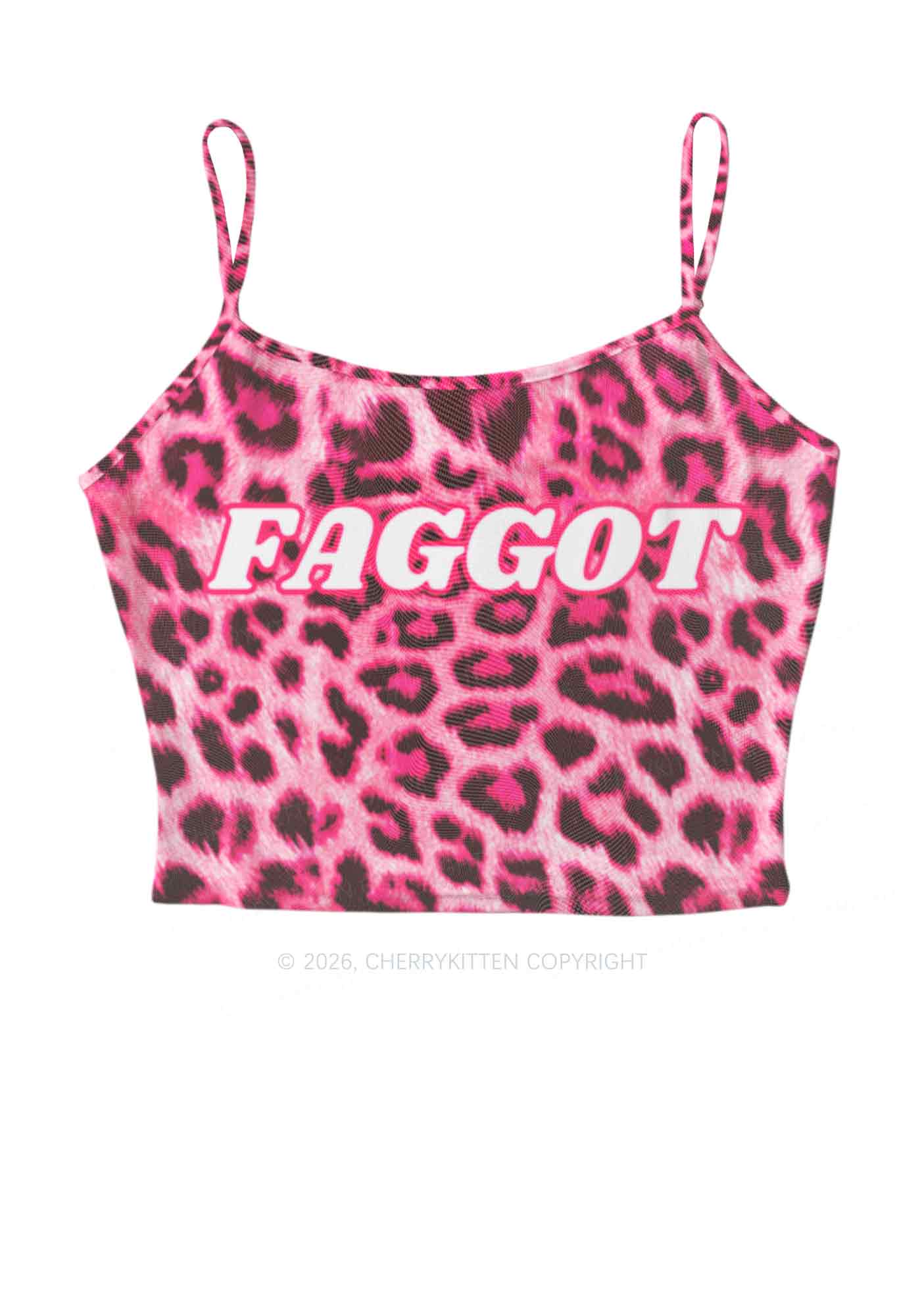 Pink Leopard Faggot Pride Y2K Mesh Cami Tank Cherrykitten