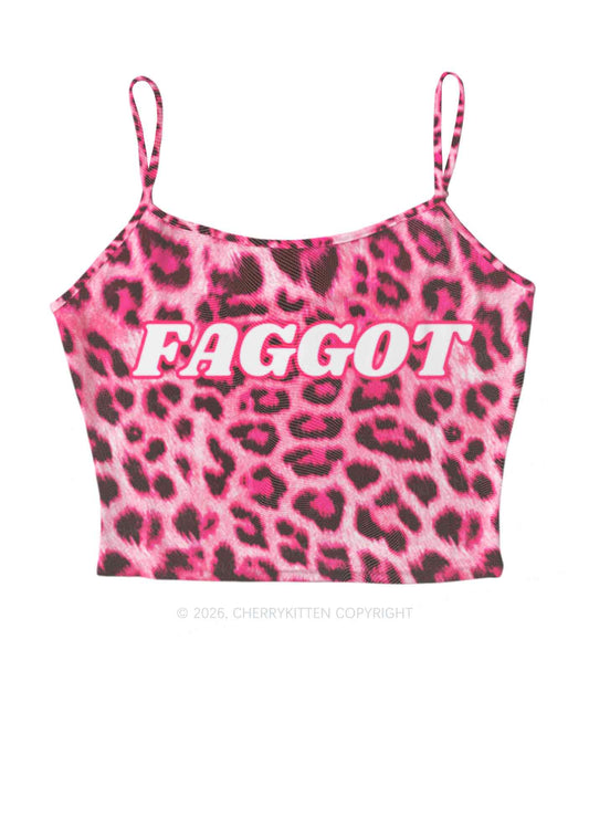 Pink Leopard Faggot Pride Y2K Mesh Cami Tank Cherrykitten