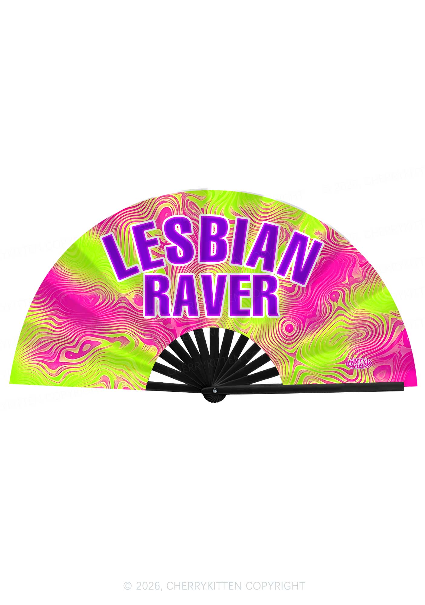 Lesbian Raver Y2K Rave Hand Fan Cherrykitten
