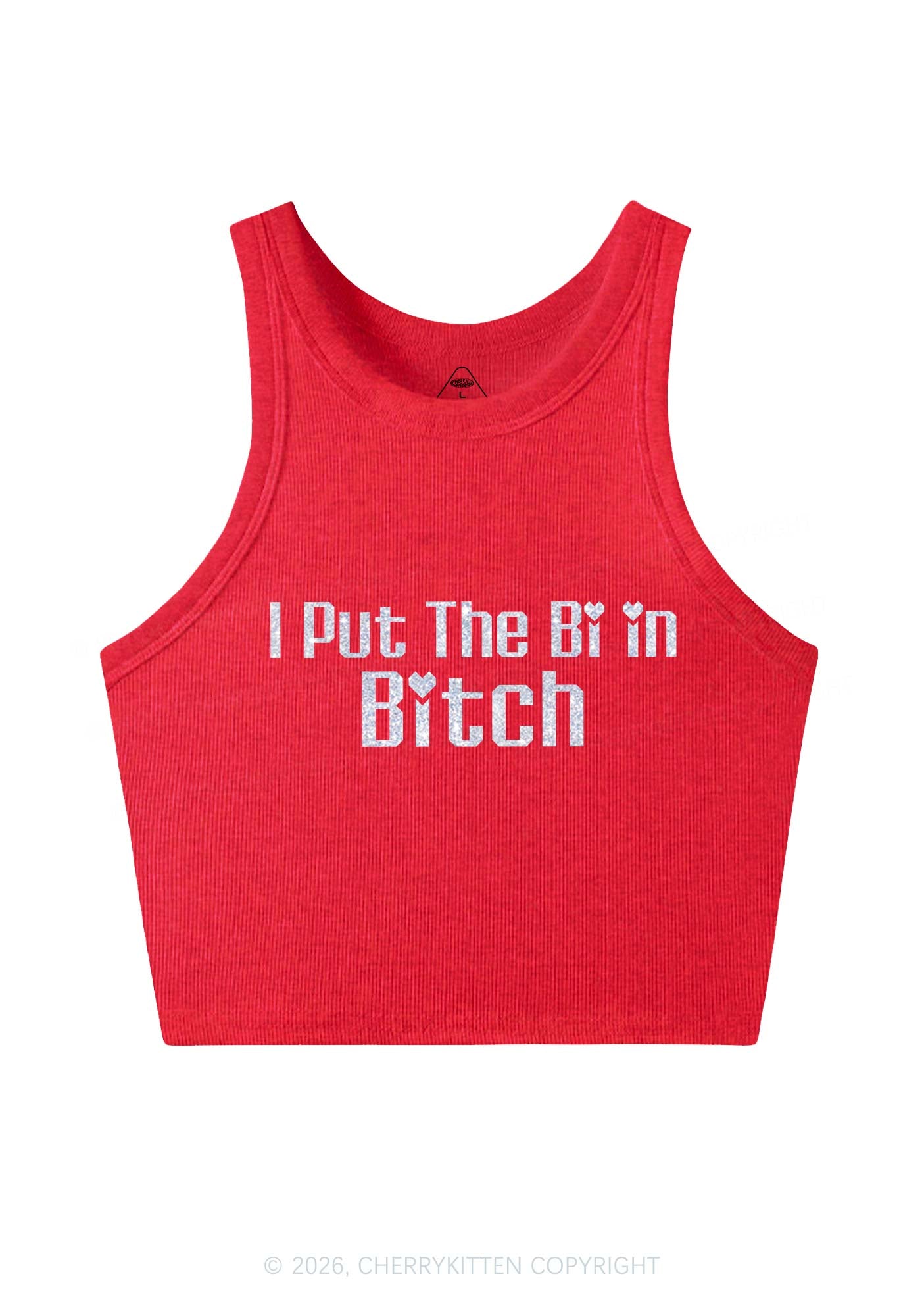 Glitter Put The Bi In Bxxch Pride Y2K Crop Tank Top Cherrykitten