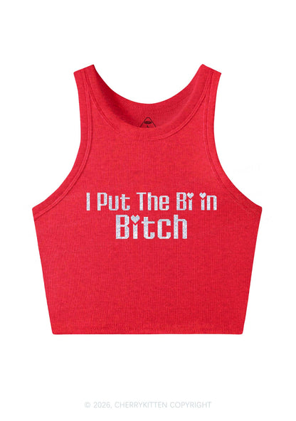 Glitter Put The Bi In Bxxch Pride Y2K Crop Tank Top Cherrykitten