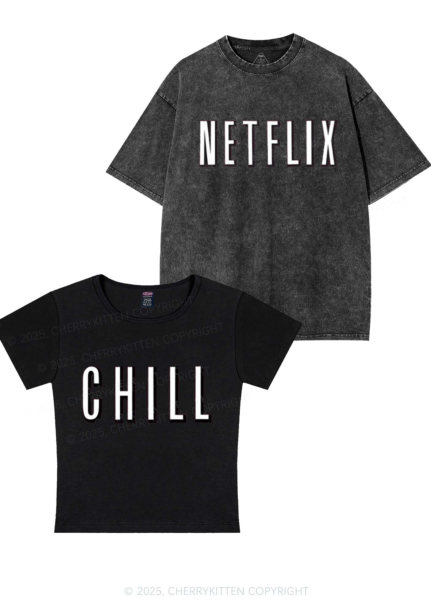 Netflix Chill Y2K Valentine's Day Couple Shirt Cherrykitten