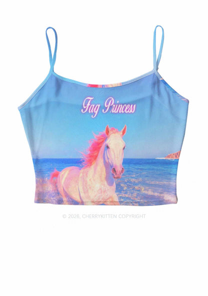 Blue Fag Princess Horse Pride Y2K Mesh Cami Tank Cherrykitten