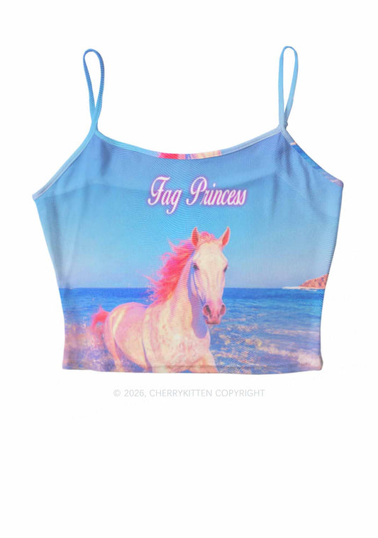 Blue Fag Princess Horse Pride Y2K Mesh Cami Tank Cherrykitten
