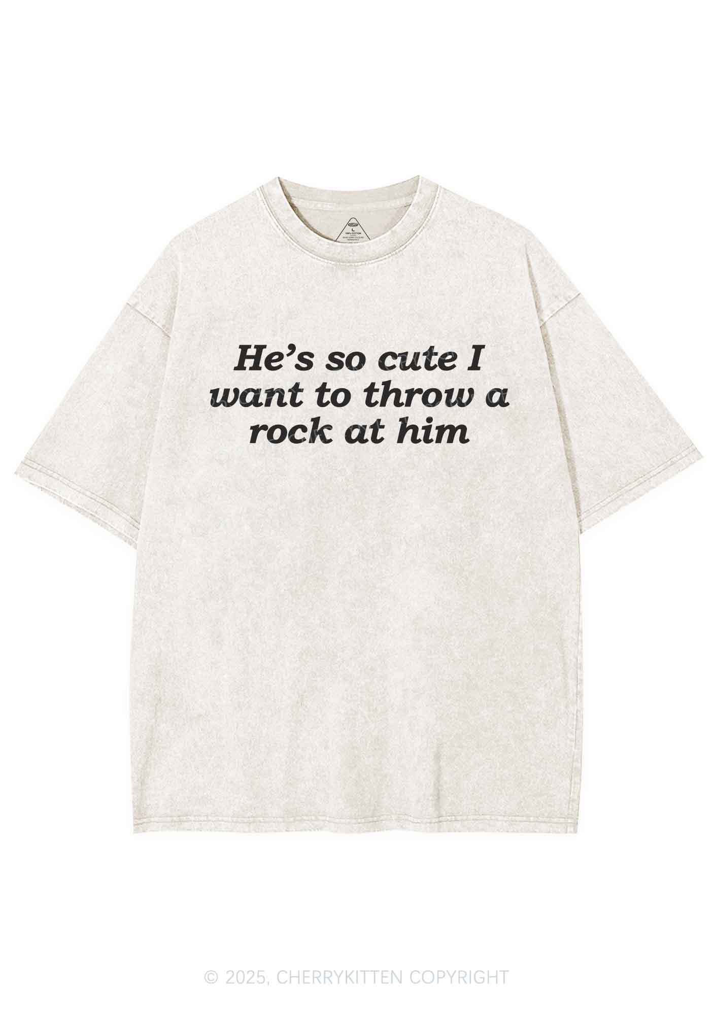 Throw A Rock At Him Y2K Shirts Washed Tee Cherrykitten