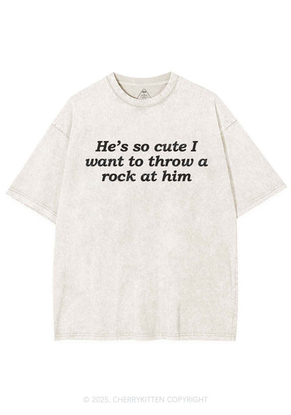 Throw A Rock At Him Y2K Shirts Washed Tee Cherrykitten