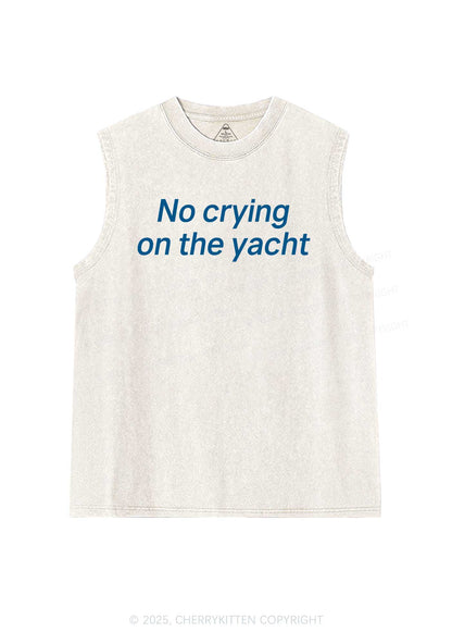 No Crying On Yacht Y2K Washed Muscle Tank Cherrykitten