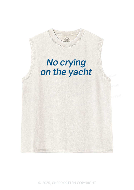 No Crying On Yacht Y2K Washed Muscle Tank Cherrykitten
