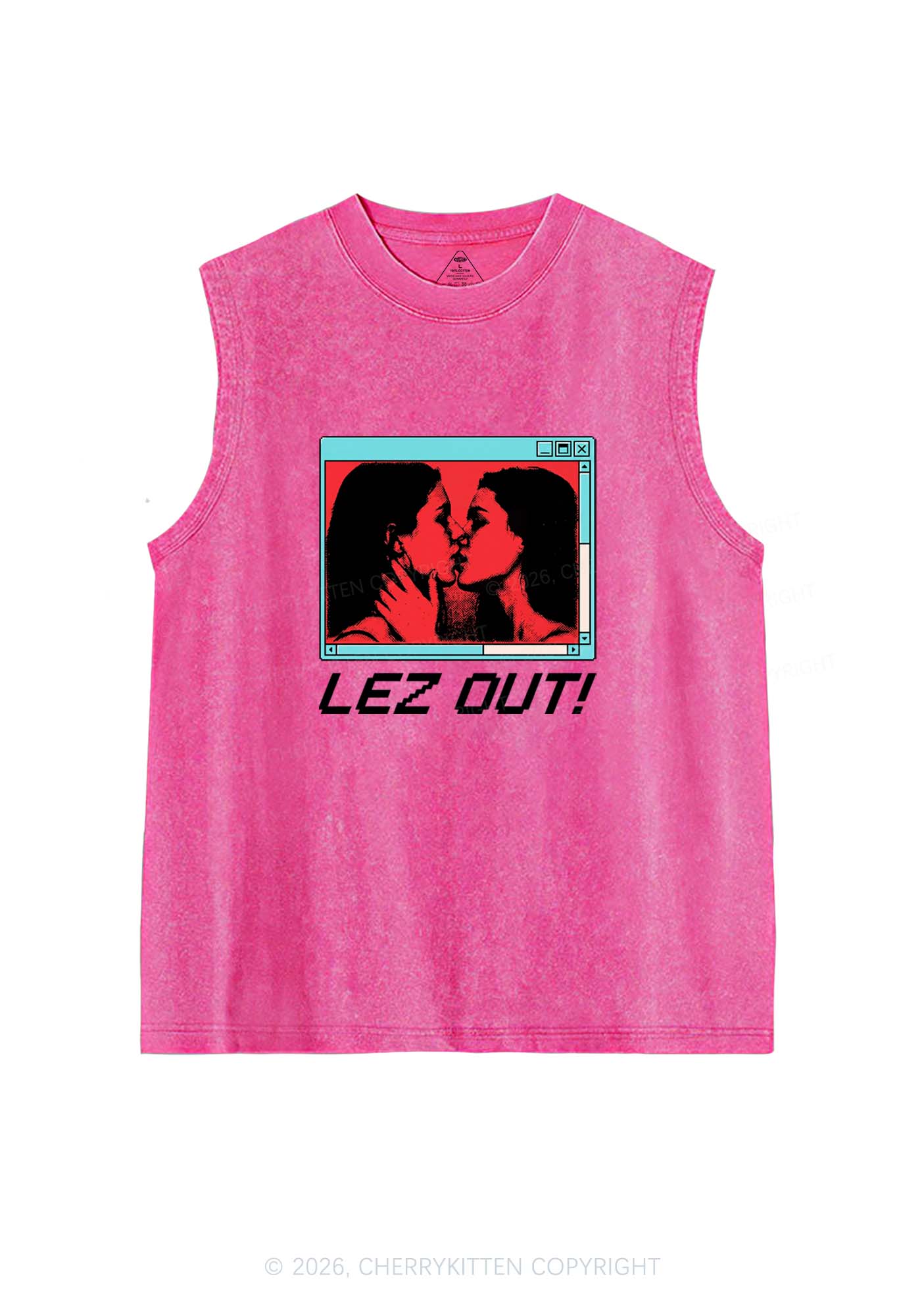 Lez Out Pride Y2K Washed Muscle Tank Cherrykitten