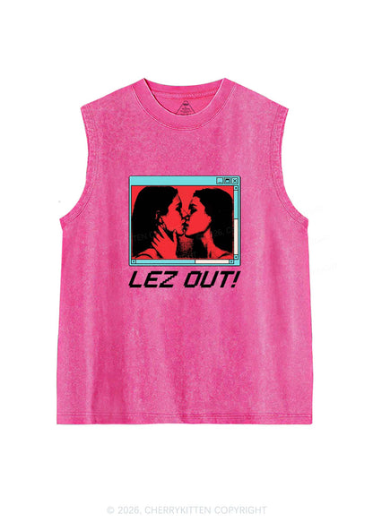 Lez Out Pride Y2K Washed Muscle Tank Cherrykitten