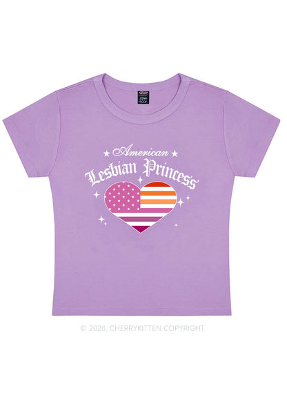 American Lesbian Princess Flag Pride Y2K Baby Tee Cherrykitten