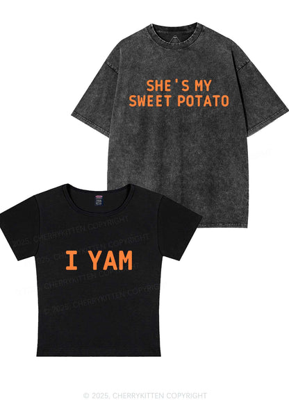 Shes My Sweet Potato Y2K Valentine's Day Couple Shirt Cherrykitten