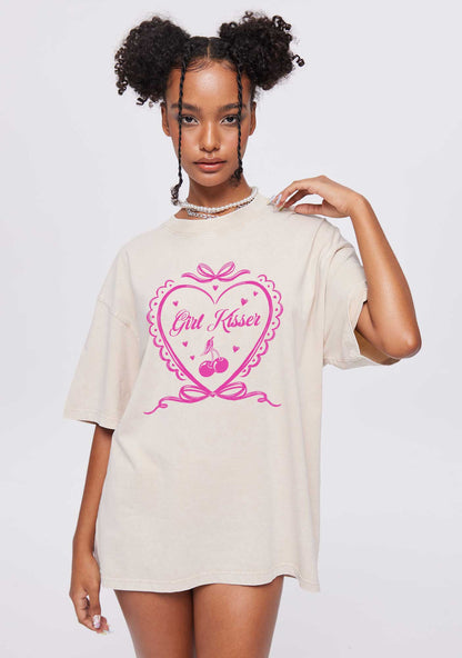 Girl Kisser Y2K Shirts Washed Tee Cherrykitten