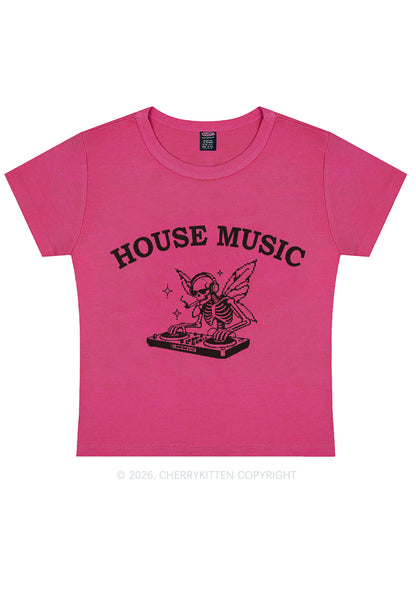 House Music Skeleton Y2K Baby Tee Cherrykitten
