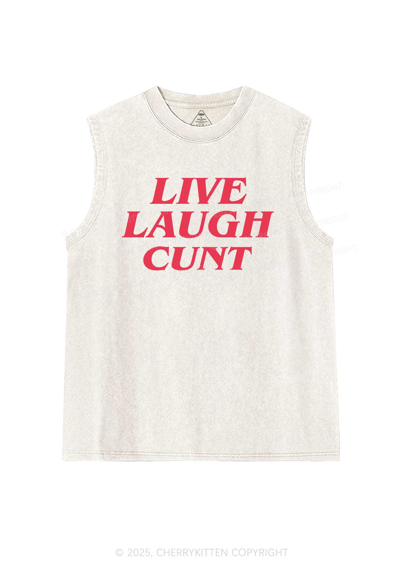 Live Laugh Cxxt Y2K Washed Tank Cherrykitten