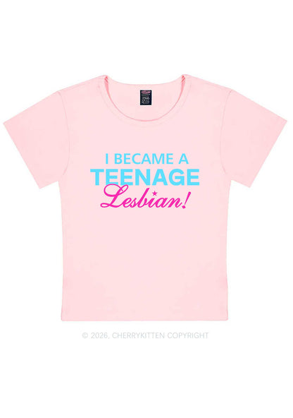 I Became A Teenage Lesbian Pride Y2K Baby Tee Cherrykitten
