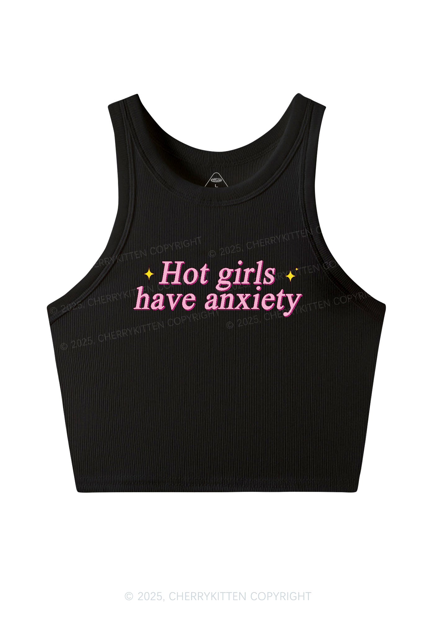 Hot Girls Anxiety Y2K Crop Tank Top Cherrykitten