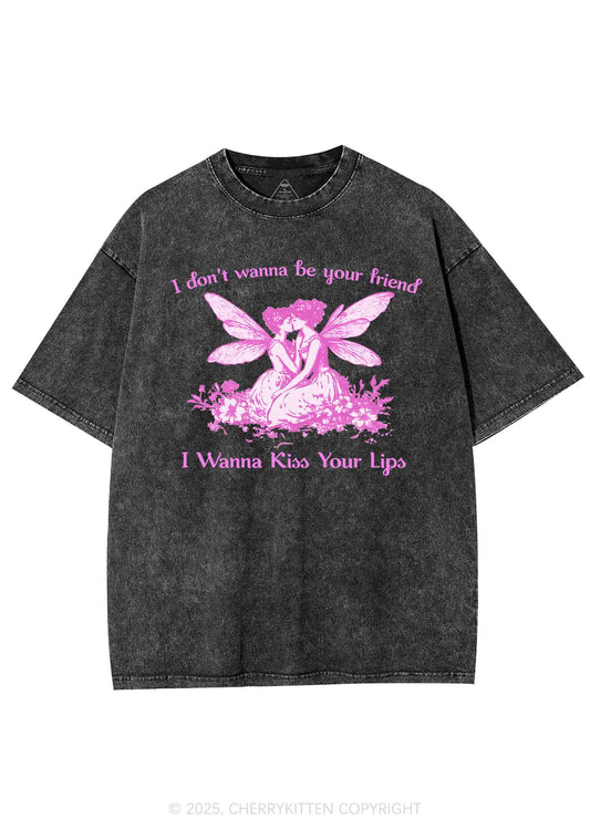 I Wanna Kiss Your Lips Pride Y2K Shirts Washed Tee Cherrykitten