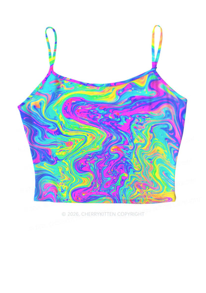 Rainbow Fluid Swirl Y2K Mesh Cami Tank Cherrykitten