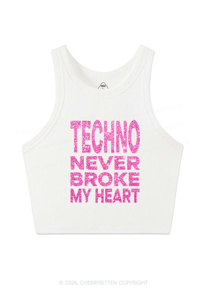 Glitter Techno Heart Y2K Crop Tank Top Cherrykitten