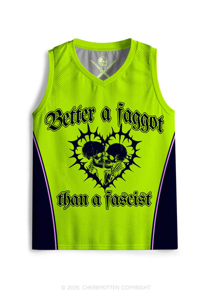 Green Better Faggot Than Fascist Pride Y2K Sport Jersey Tank Cherrykitten