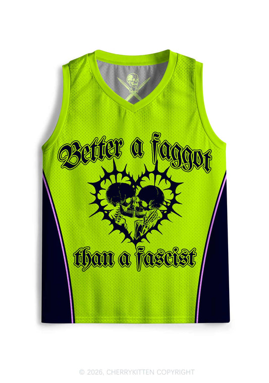 Green Better Faggot Than Fascist Pride Y2K Sport Jersey Tank Cherrykitten