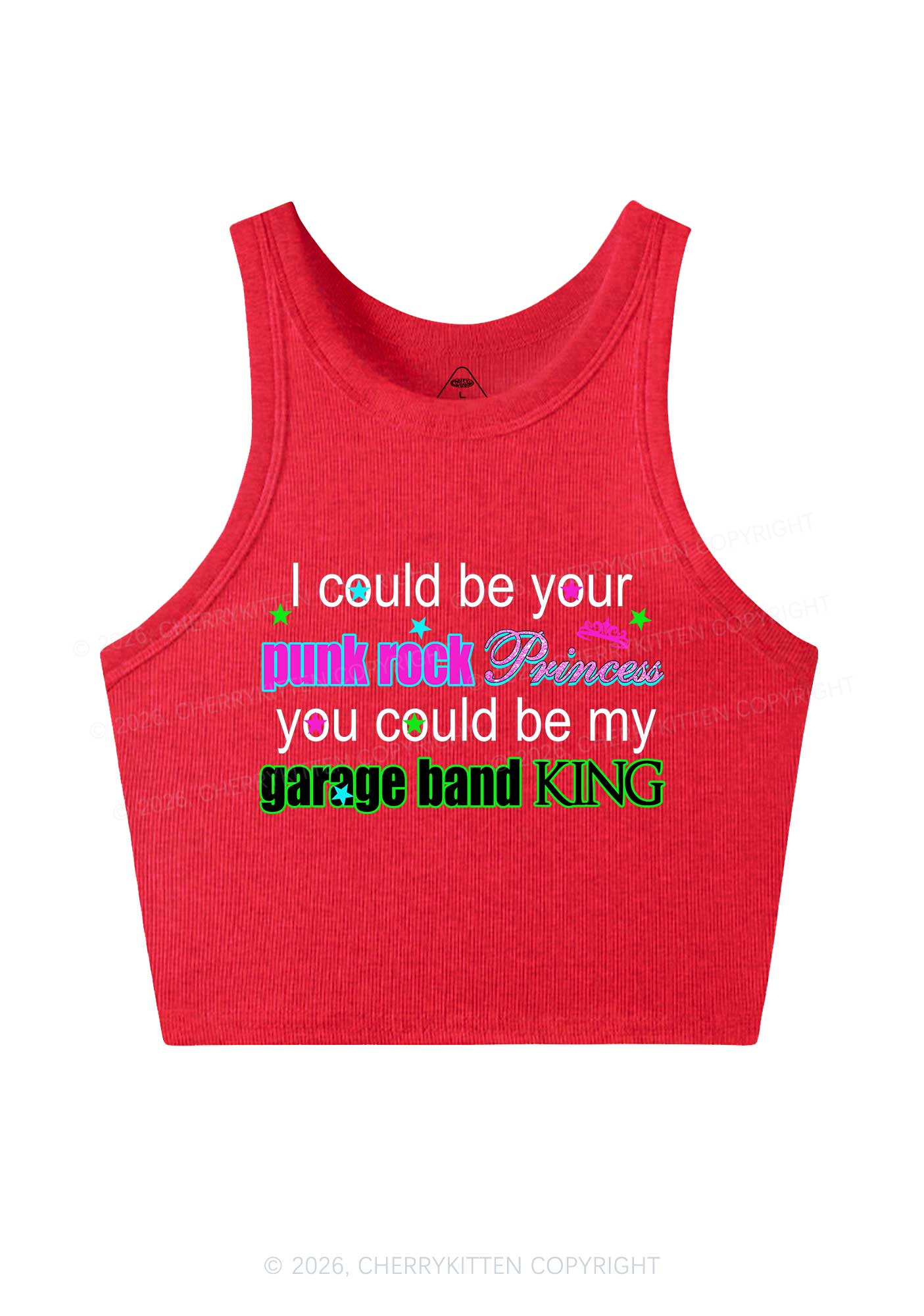 Punk Rock Princess Y2K Crop Tank Top Cherrykitten
