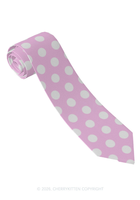 White Dots On Pink Y2K Necktie Cherrykitten