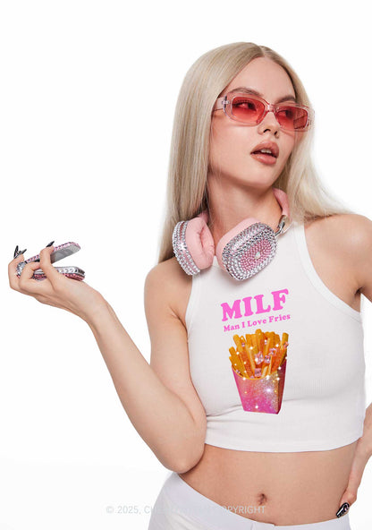 Man I Love Fries Y2K Crop Tank Top Cherrykitten