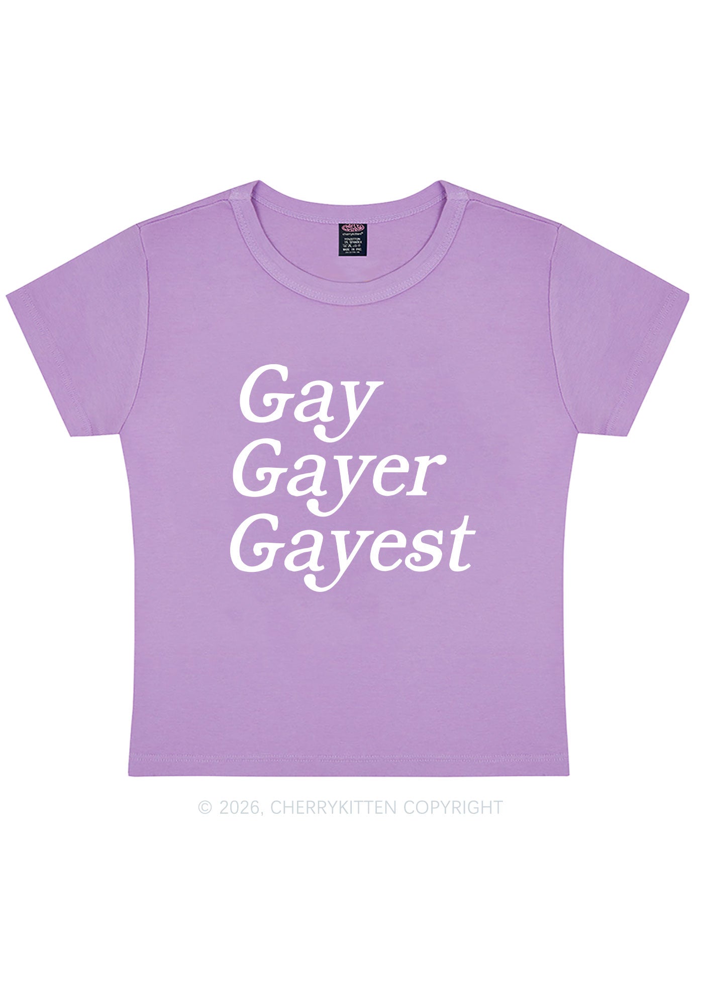Gay Gayer Gayest Pride Y2K Baby Tee Cherrykitten