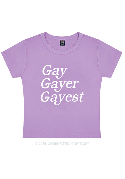 Gay Gayer Gayest Pride Y2K Baby Tee Cherrykitten