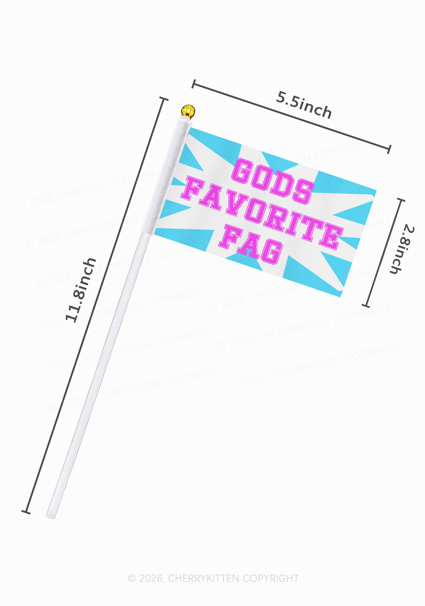 Gods Favorite Fag Pride Y2K Hand Flags Cherrykitten