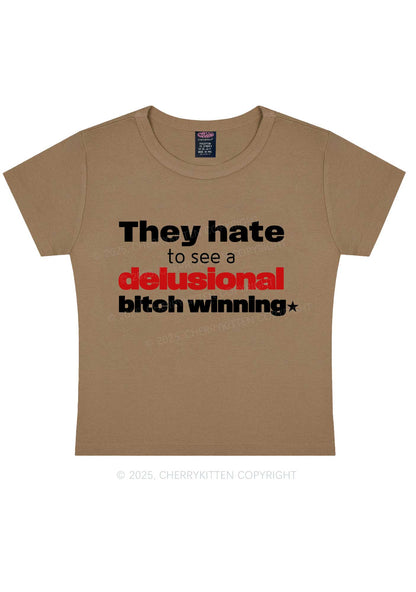 Delusional Bxtch Winning Y2K Baby Tee Cherrykitten