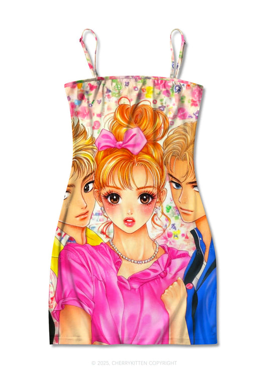 Comic Youth Y2K Print Slip Dress Cherrykitten