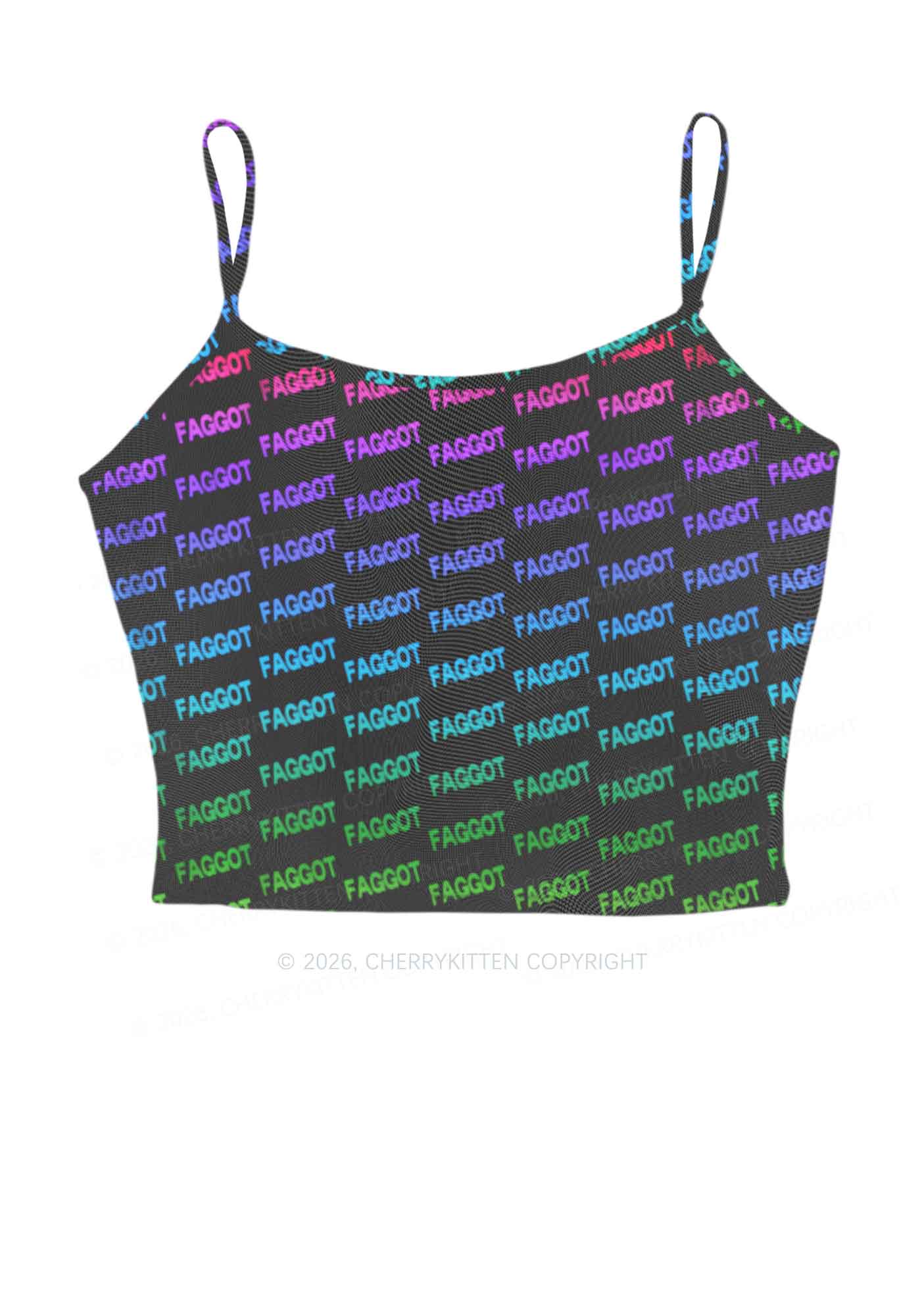 Neon Rainbow Faggot Pride Y2K Mesh Cami Tank Cherrykitten