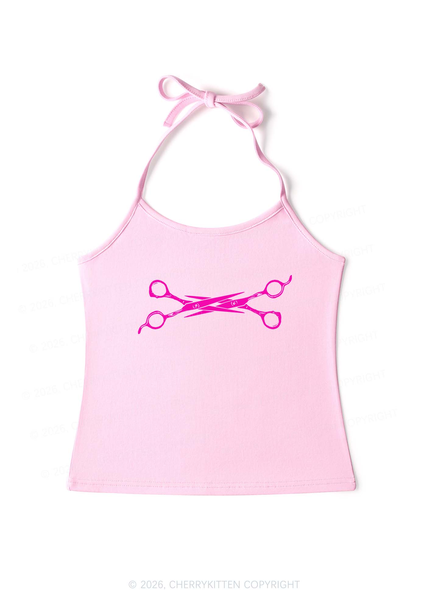 Pink Scissor Pride Y2K Halter Neck Cami Cherrykitten
