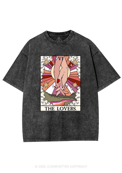 The Lesbian Lovers Y2K Shirts Washed Tee Cherrykitten