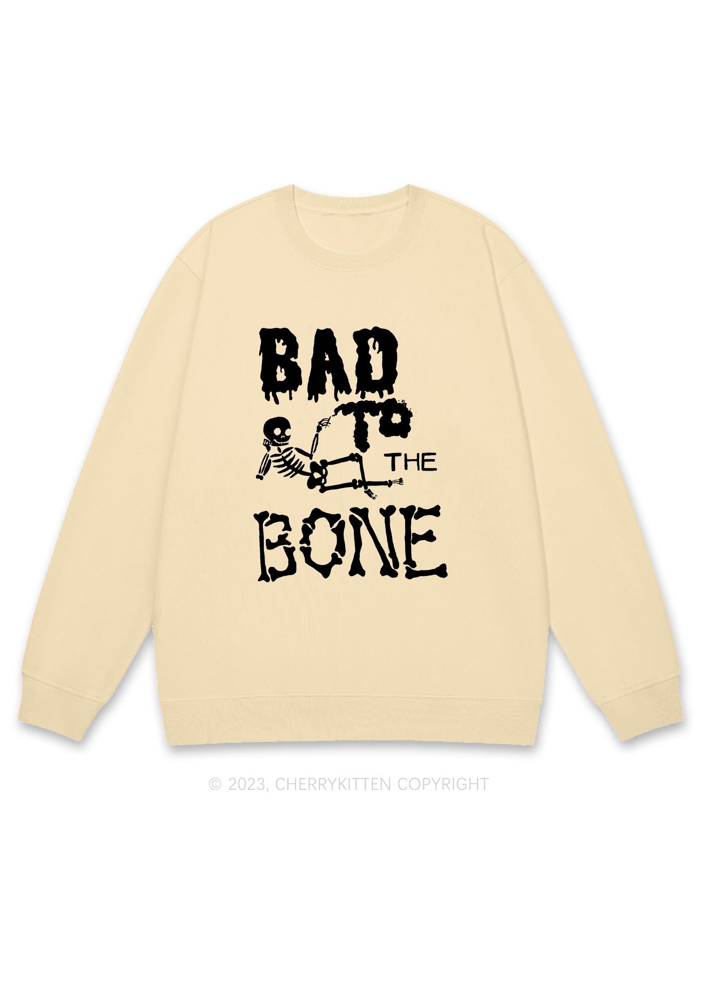 Bad To The Bone Halloween Y2K Sweatshirt Cherrykitten